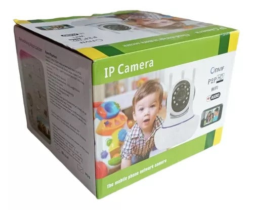 CÁMARA IP INALÁMBRICA 360° CON 3 ANTENAS – HD, WIFI, VISIÓN NOCTURNA Y ALARMA